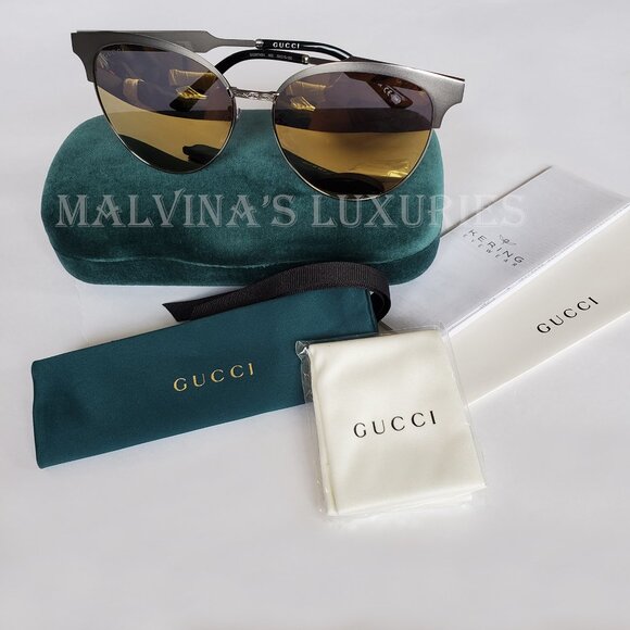 GUCCI SUNGLASSES GG00074 SK 005 LIGHT ROUND FRAME ACETATE METAL GG LOGO ENGRAVED - Picture 2 of 11